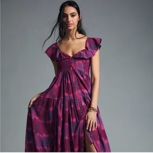 COPY - Pilcro (Anthropologie) Dyed Flutter-Sleeve Dress, size L
